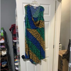 Multicolored, drape neck dress